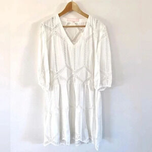 Valerie Khalfon Paris White 3/4 Sleeve Open Weave Dress Size 42